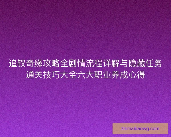 追钗奇缘攻略全剧情流程详解与隐藏任务通关技巧大全六大职业养成心得 追钗奇缘攻略全剧情流程详解与隐藏任务通关技巧大全六大职业养成心得