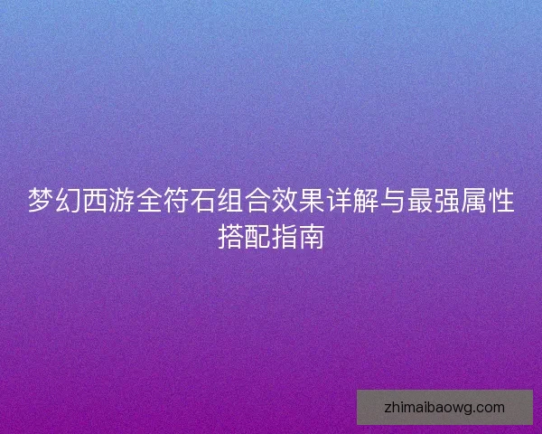 梦幻西游全符石组合效果详解与最强属性搭配指南 梦幻西游全符石组合效果详解与最强属性搭配指南